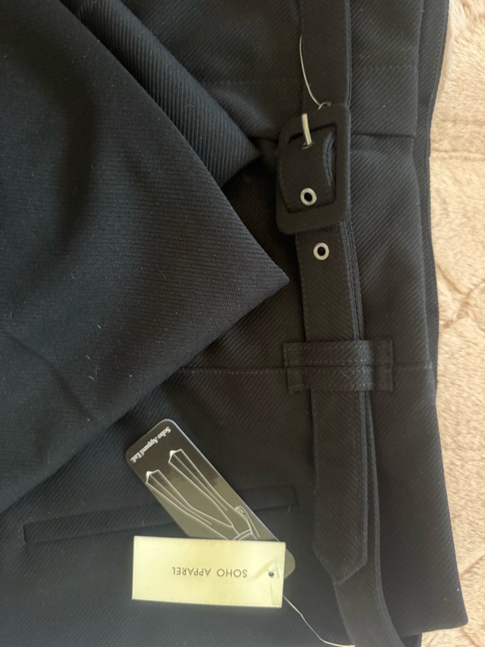 SOHO BLACK PANTS WITH SQUARE BELT - Picture 2 of 2